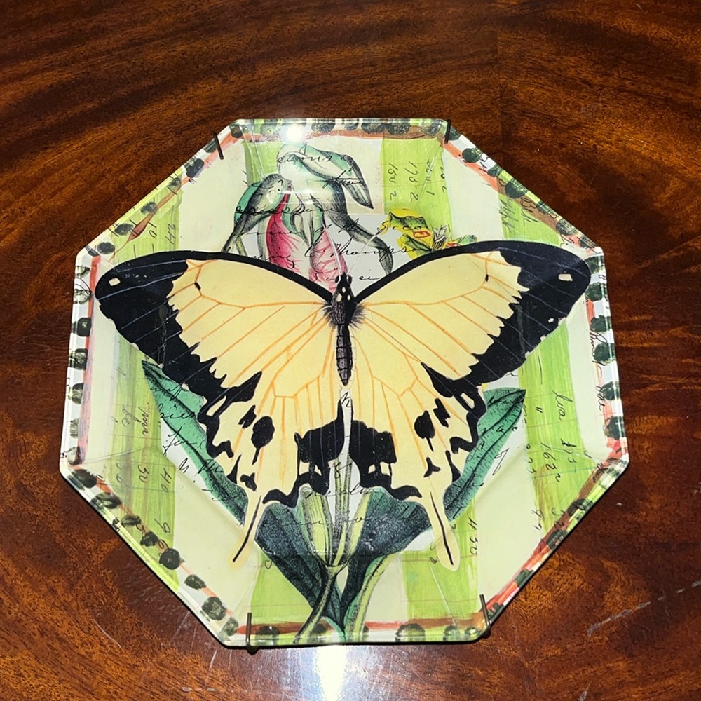 John Derian Butterfly Decoupage Glass plate